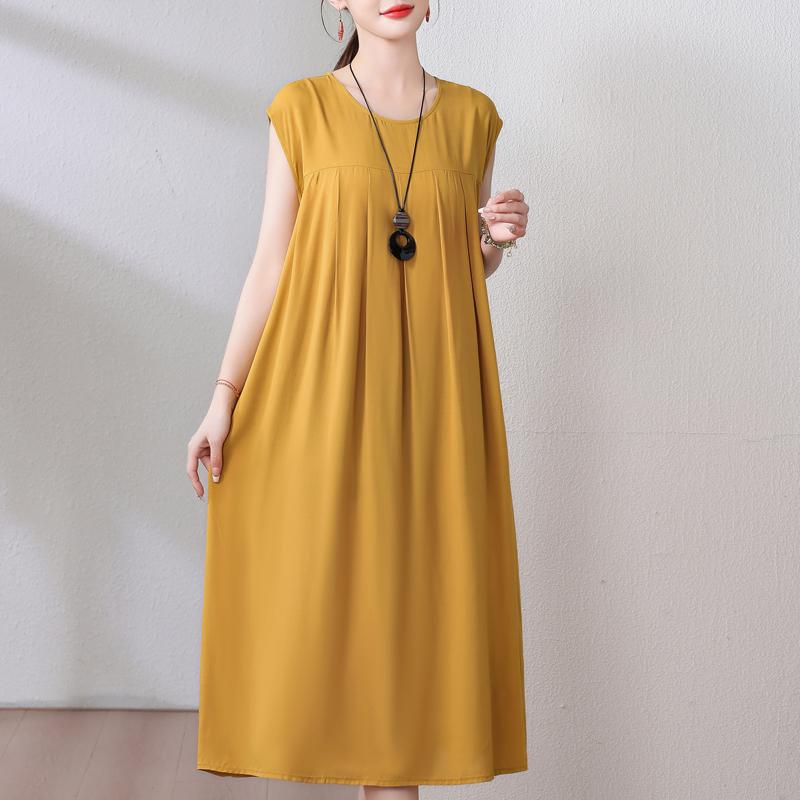 Rochie Vintage Vara Marime Plus Femeie Oversize Largi Fara Maneci Casual Elegant Rochii Lungi