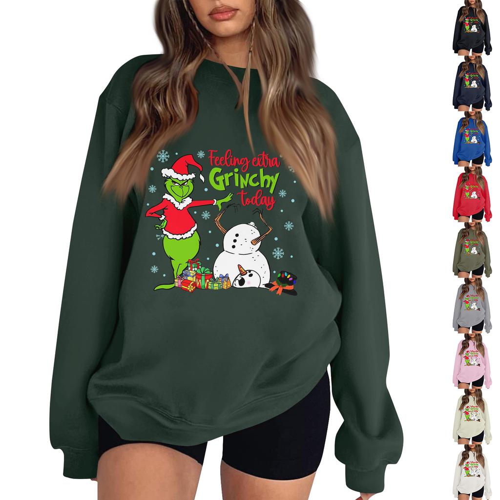 Women's Fashion Long-Sleeve Pullover Sweatshirt With Fun Christmas  Print