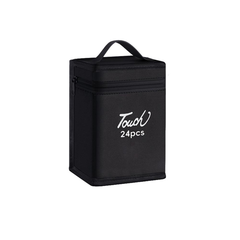 Black Color Marker Pens Storage Bag Massive Storage Zippered Closure Art Markers Organizer Handbag Style Functional Storage