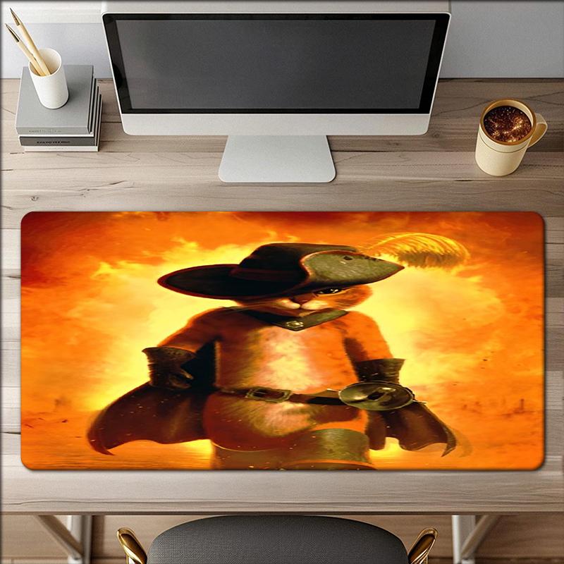 Puss In Boots Theme Mouse Pad, Non Slip Rubber Base, Multifunctional Office & Home Decor, Perfect for Workspace Personalization.