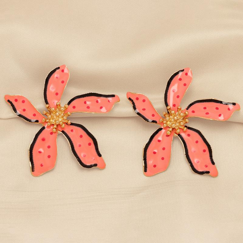 Personalized design drip alloy polka dot multi-color flower stud earrings versatile temperament jewelry