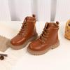 Children's Retro British Style Martin Boots - Soft Leather, Non-slip Flat Heel, Thick Sole