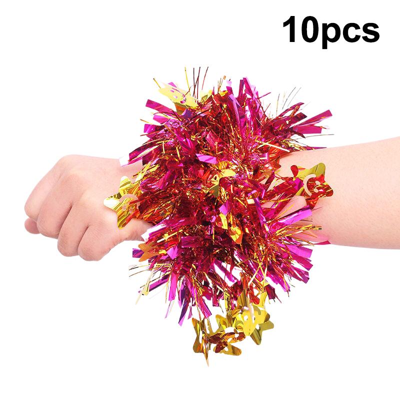 10 Stück Buntes Lametta Armband Elastisches Band Erwachsene Kinder Universal Tanzaufführung Requisite Cheerleading Team Lametta Armband