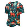 Men's Quick-Dry Neck Short Sleeve T-Shirt with Christmas Print