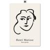 Abstraktní minimalistický Henri Matisse Line Girl Face Wall Art Malba na plátně Plakáty a tisky Nástěnné obrazy pro výzdobu obývacího pokoje