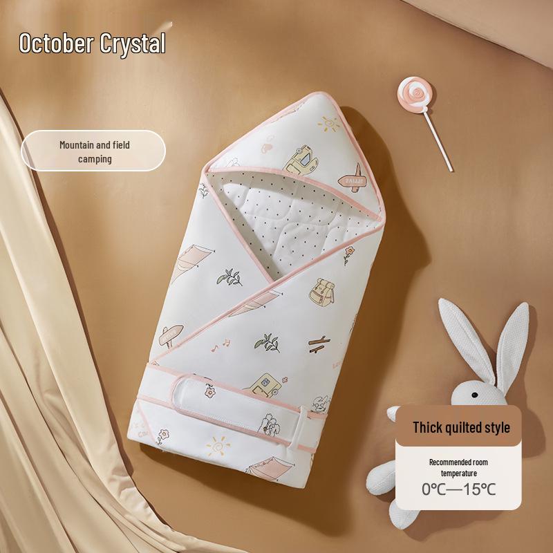 October Crystal Autumn/Winter Pure Cotton Baby Swaddle Blanket - Thick Corn Cotton Wrap for Newborns