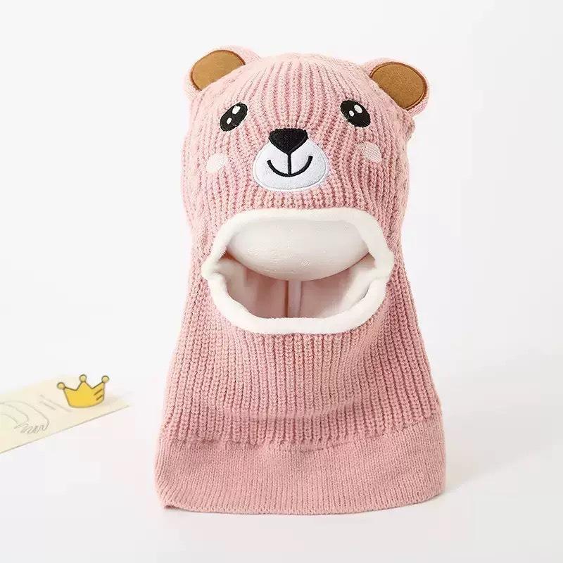 Children's Autumn and Winter Hat and Scarf Set, Boys and Girls' Thick Yarn Knitted Scarf and Ear Protection Two-piece Set