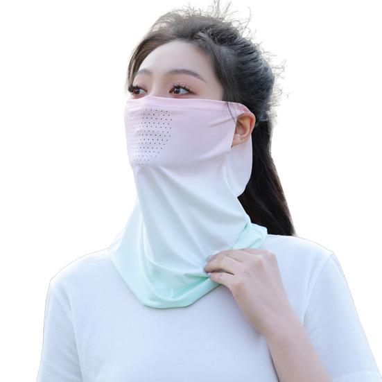 Ice Silk Sunscreen Face Guard Breathable Holes Sun Protection Face Protector Neck Clavicle розовый/зелёный
