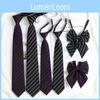 Dk Plaid Tie Bowtie With Polyester Silk For Casual College Style Men Women