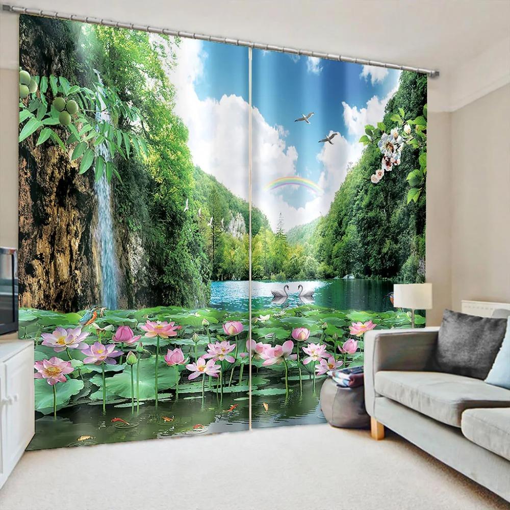 3D Tropical Forest Natural Scenery 3D Digital Printing Bedroom Living Room Window Curtains 2 Panels Green Trees Moss Deep Forest