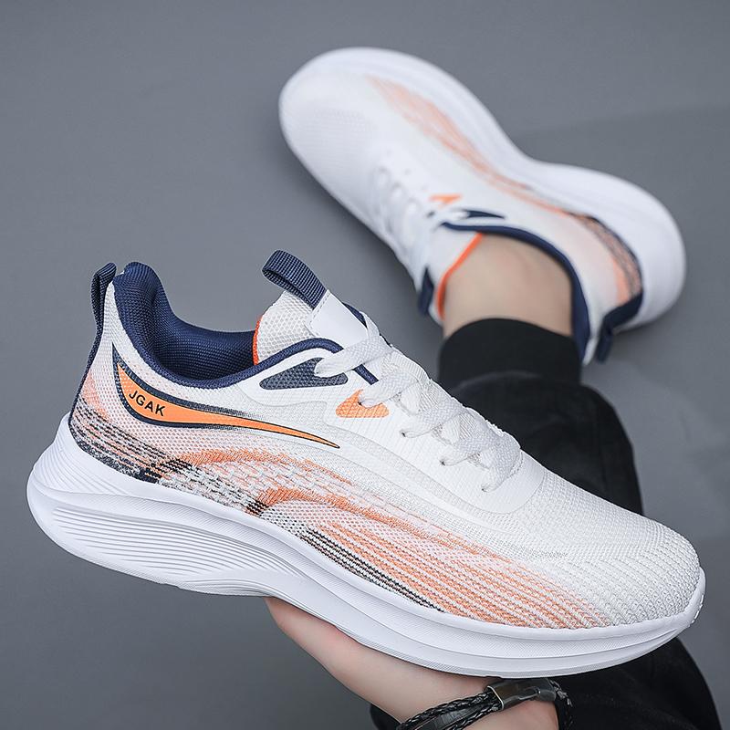 2024 New Men's Shoes Large Casual Trendy Fashion White Shoes Versatile Breathable Mesh Running Sneakers Trendy