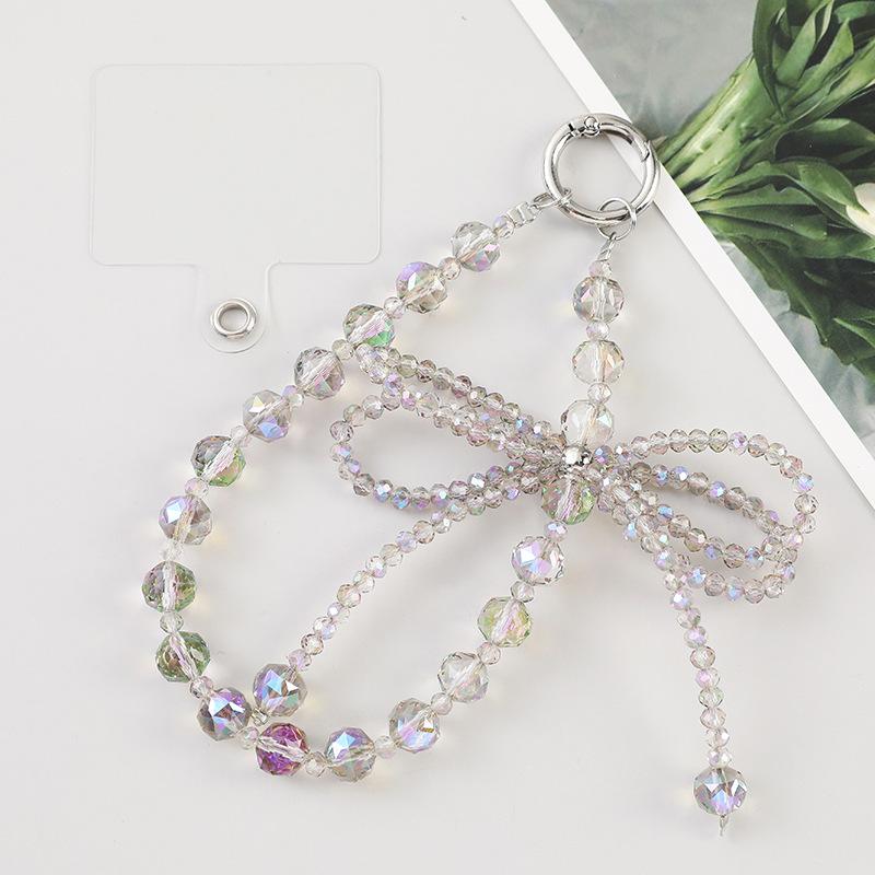 Women S Crystal Ball Bow Phone Chain Wrist Strap Keychain Ins Style