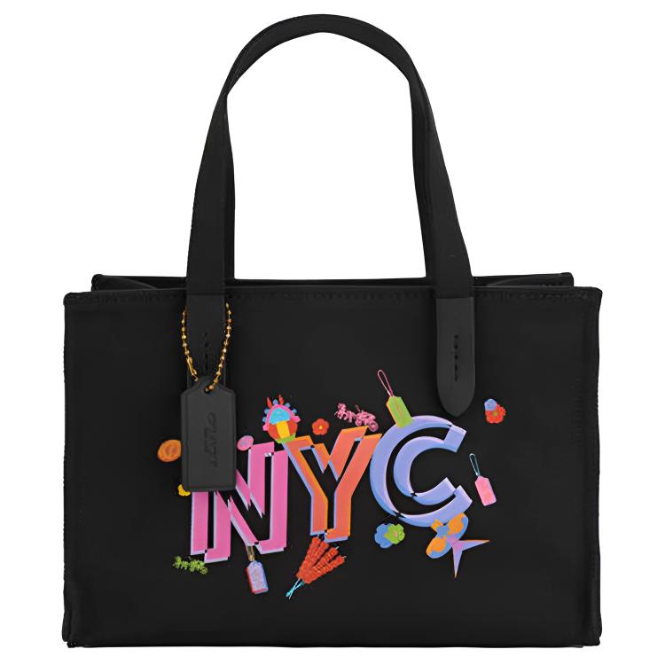 

Coach X Beijing Collaboration 30 Letter Print Pendant Fabric Tote Bag Women Tote Bags Black CAF44-B4M2 Basic Set (Bag+Dust Bag)