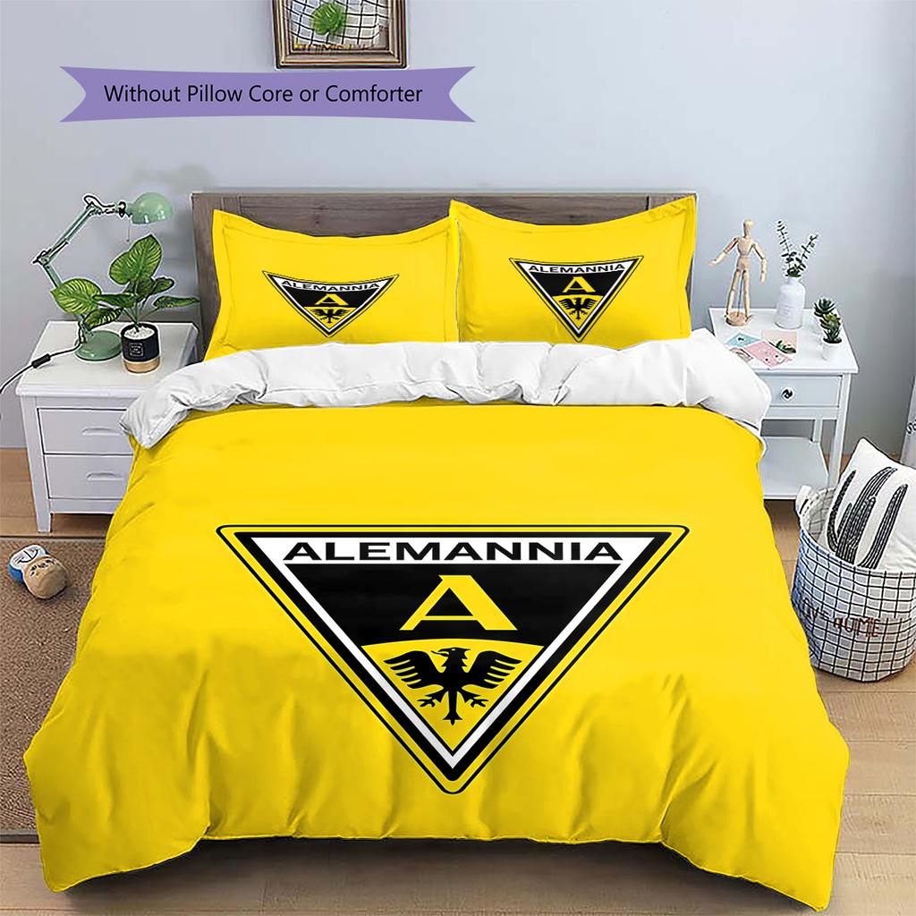 Roupa de Cama com Padrão Alemannia Aachen, Conjunto de Colcha, Capa de Colcha, Fronha, Presente de Aniversário para Casa (1 capa de edredom + 2 fronhas, sem enchimento.)