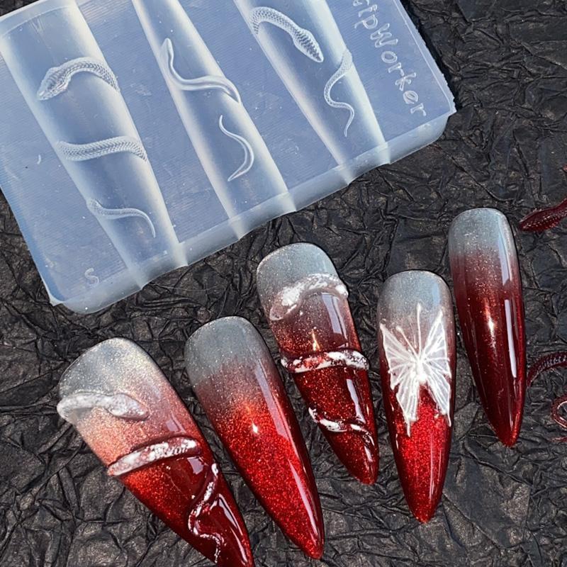 1/3 Buc. Matriță Silicon 3D pentru Sculptură Unghii Șarpe DIY Decorație Unghii Artă Farmec Frumusete Unghii Matriță Silicon Unghii Produse Unghii