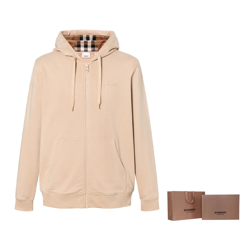 Burberry Hove Check Embroidery Logo Zip Hoodie 80847721