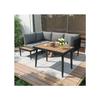 Garden Furniture Set, Corner Sofa + Dining Table, Corner, Wood-plastic Tabletop, Grey