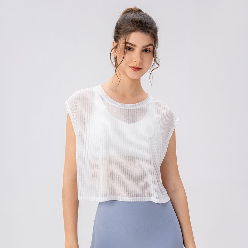Export Cut Out Sleeveless Short Gym Blouse Yoga