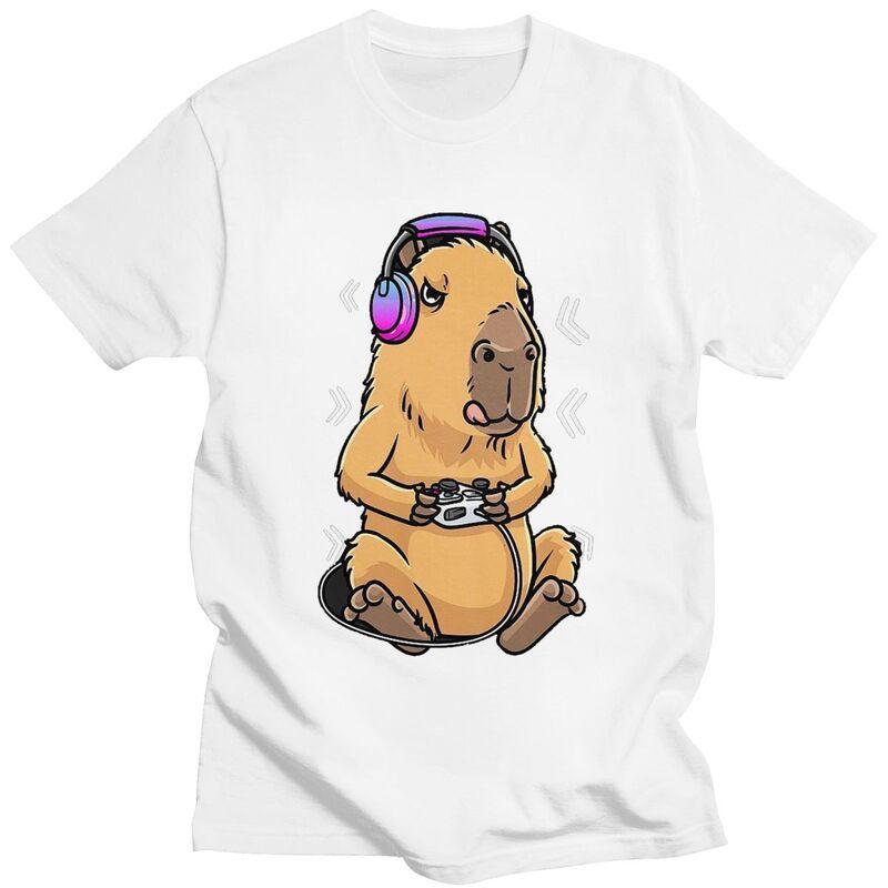 Custom Capybara Giant Cavy Rodent Gamer Gaming T Shirt for Men Pure Cotton Tshirt Leisure Tees Tshirt Clothing