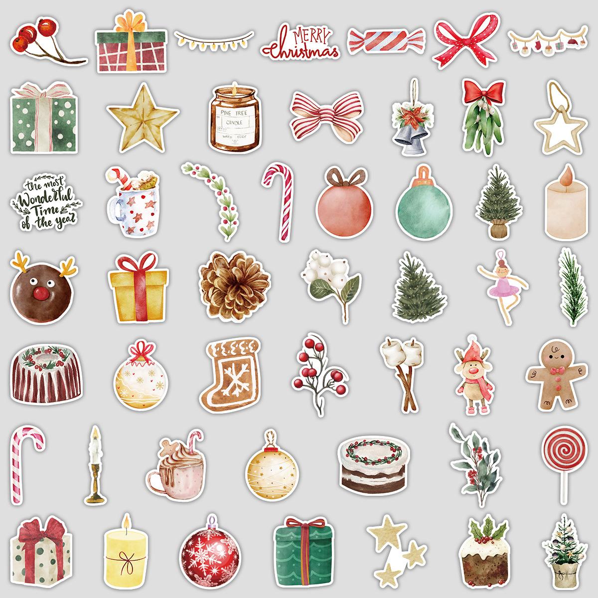 

50 штук скандинавских рождественских граффити-наклеек, водонепроницаемые декоративные наклейки для кружек, багажа и другие креативные наклейки для канцелярских товаров для DIY