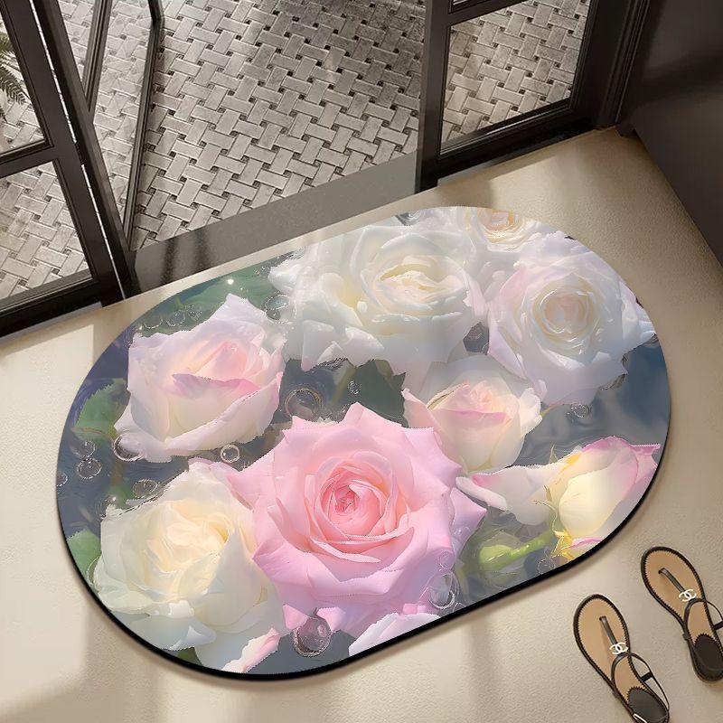 Bathroom Floor Mat Diatom Mud Household Toilet Toilet Mat Toilet Door Non-slip Absorbent Flower Foot Mat Blanket