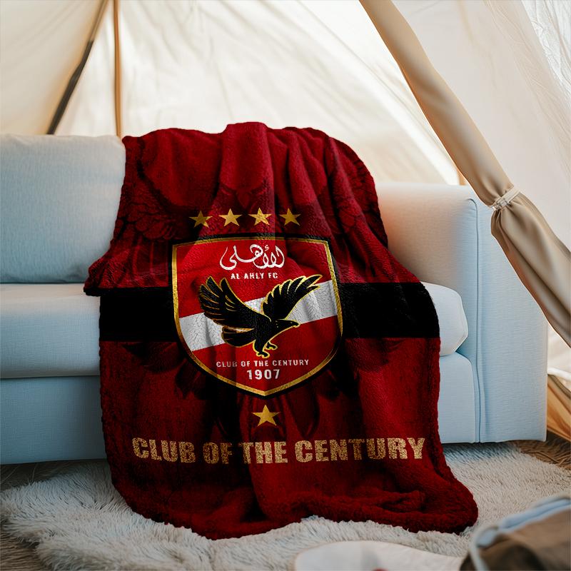 1PC Al Ahly FC Printed Soft Flannel Blanket Throw for Adult Bedroom Living Room Sofa Camping Travel Fan gifts Christmas Gifts