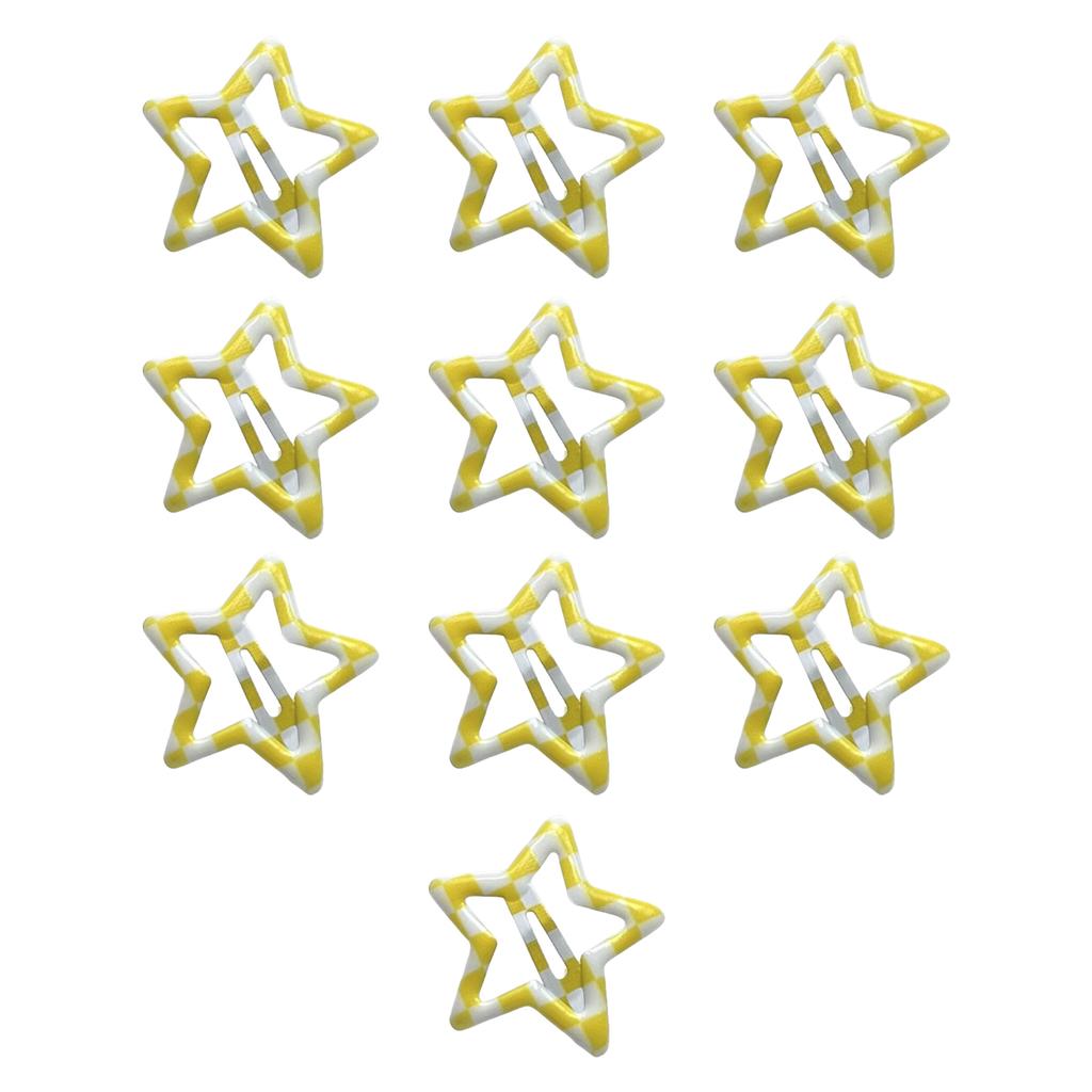 10pcs Stylish Lattice Star Hairpin Colorful Hair Clip Casual Wear Hair Barrettes for Teenagers and Children