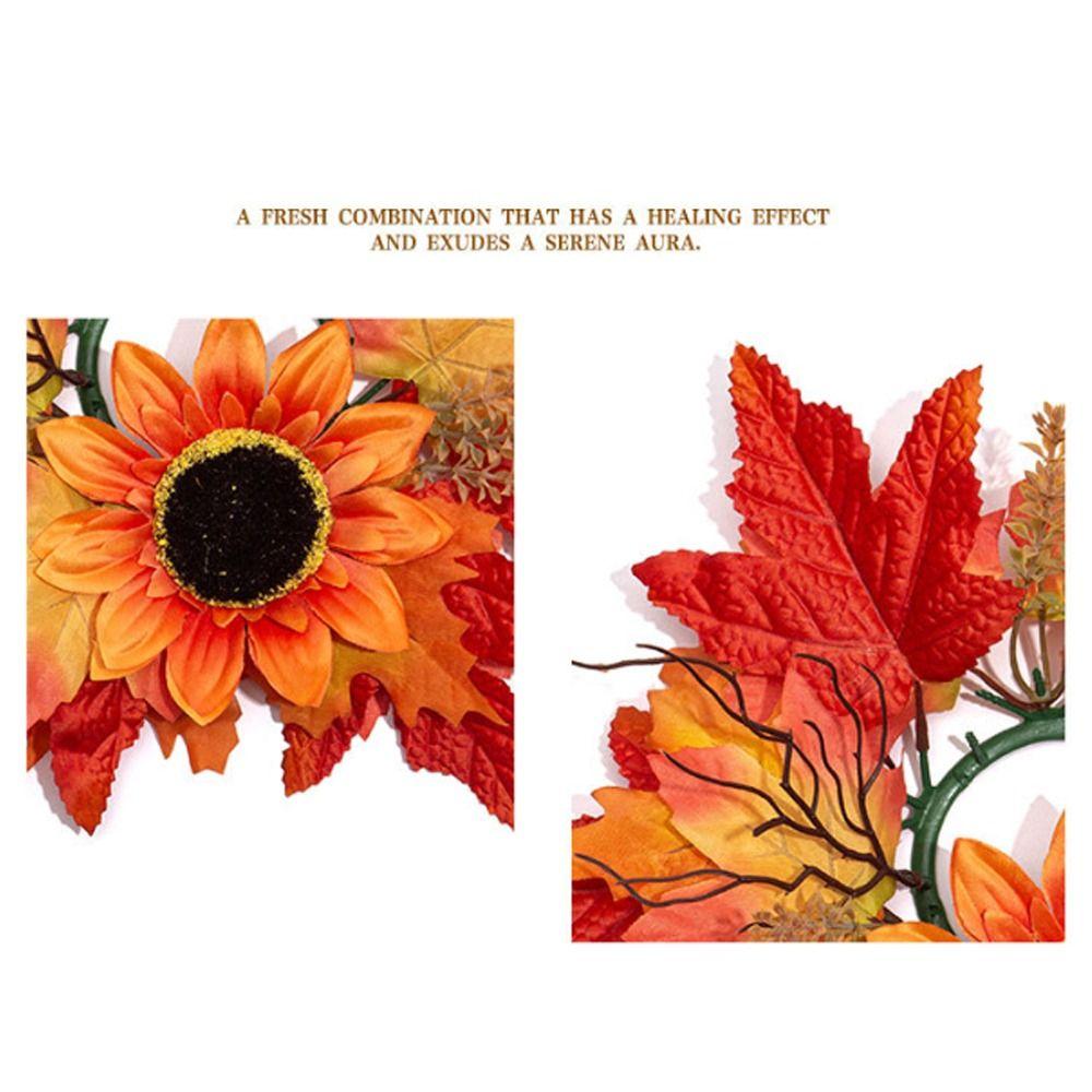Fade Resistant Sunflower Maple Candle Ring Wreath Fall Decoration
