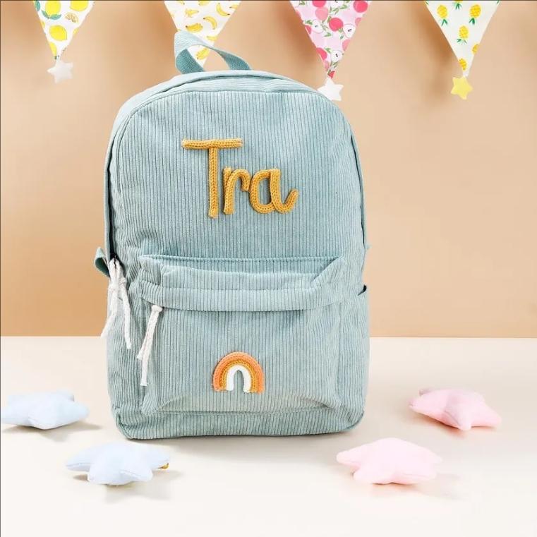 Personalized Large Capacity Backpack Christmas Gift Hand-Made Unique Name Custom Multicolor Rope Yarn Color Rainbow Decoration