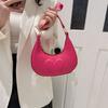 Solid Color PU Leather Shoulder Bag Love Heart Hobo Bag Portable Crescent Moon Underarm Bag  Girls