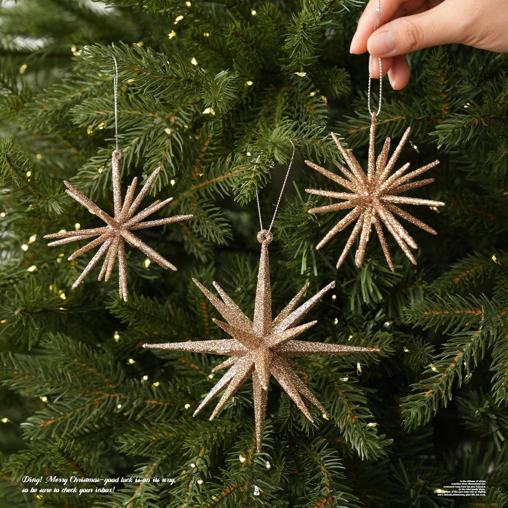 3D Glitter Explosion Star Acrylic Christmas Tree Ornament