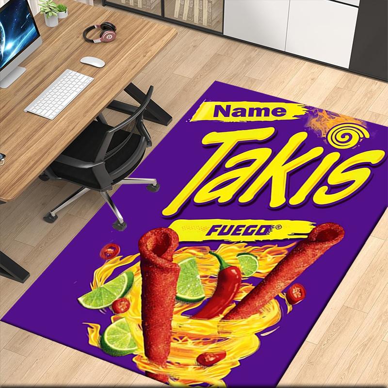 Tappeto Stampato Takis Fuego con Nome Personalizzato, per Sedia da Ufficio Soggiorno Camera da Letto Cucina Decorazioni Regali.