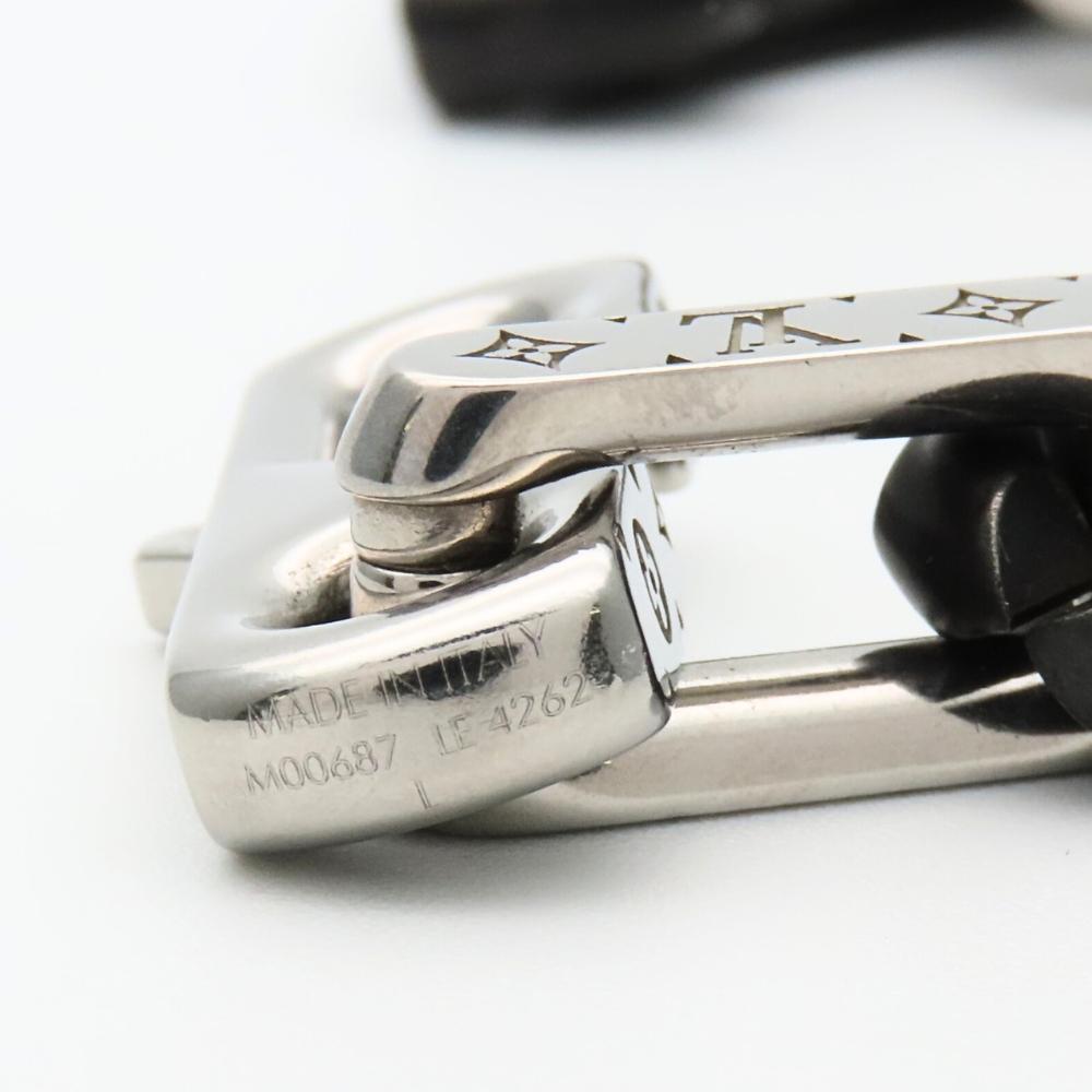 Used LOUIS VUITTON bracelet Monogram Chain M00687 metal 51.3g Silver black Accessories