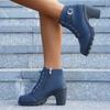 35-42 Autumn and winter new high-heeled thick-heeled women's boots lace-up short boots women's short boots Martin boots single boots
