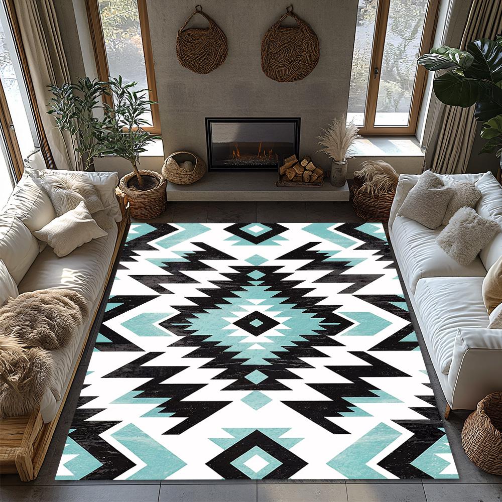 Boho Teppiche Southwestern Teppich Geometrisches Muster Matte Tribal Design Boden Dekoration Rutschfest Wohnaccessoire Moderner Wohnzimmerteppich W