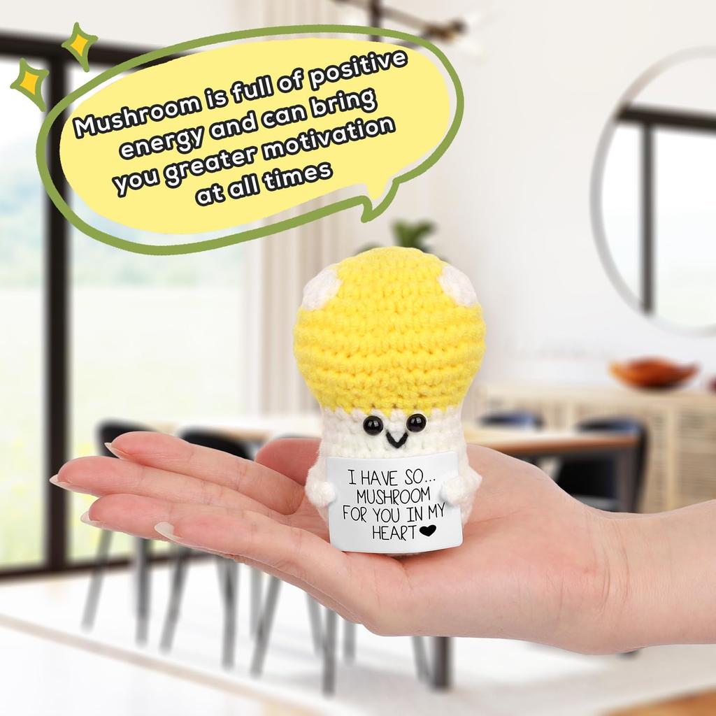 1pc Plush Crocheted Decorative Ornaments, Fun Crochet Positive Gift with Encouragement Cards,