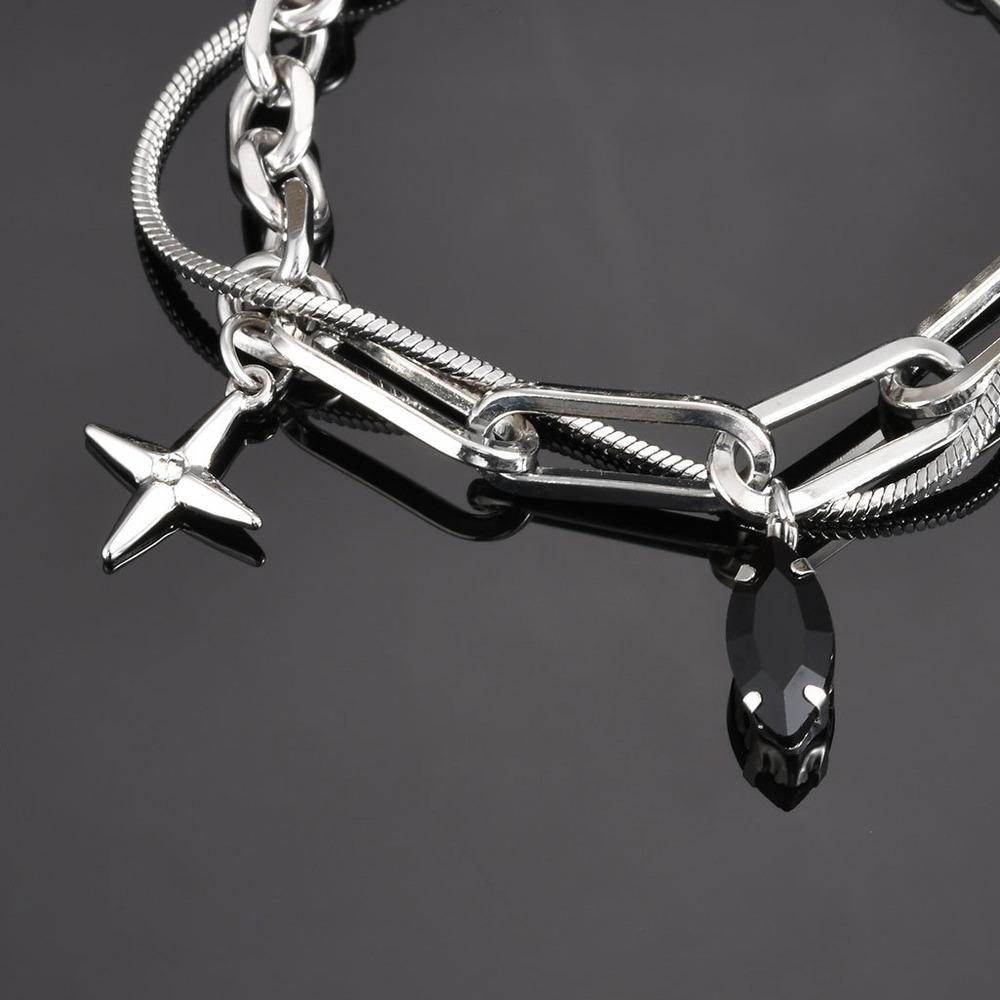 Vnox Men Stainless Steel Snake Chain Bracelet with Cross Charm Adjustable Jewelry Gift for Him