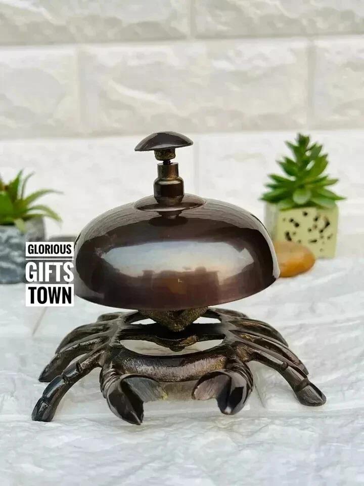 

Antique Brass Desk Bell, Crab Bell For Reception Bell, Table Top Desk Bell, золотий