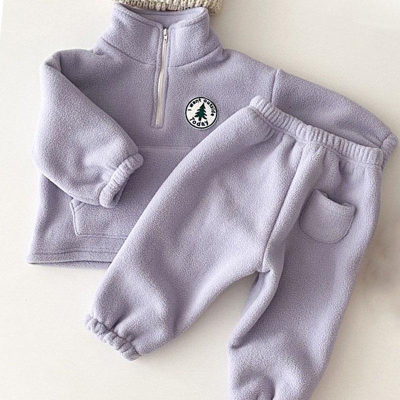 Toddler Boys Clothes Set Outfit Children Warm Fleece Swearshirt Baby Girls Pullover Tops Pants Suit 2pcs Kids Clothing Set