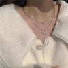 New Shiny Silver Butterfly Necklace Exquisite Double Layer Clavicle Chain Fashion Jewelry Gift for Women
