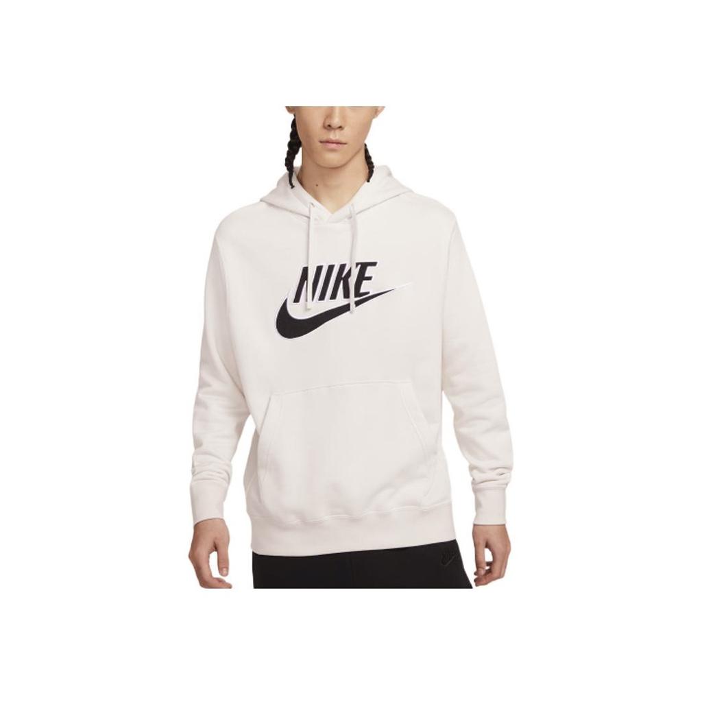 Nike Solid Color Hooded Pullover With Letter Logo Print Long Sleeve Casual Sweatshirt Men Tops White DX1518-030
