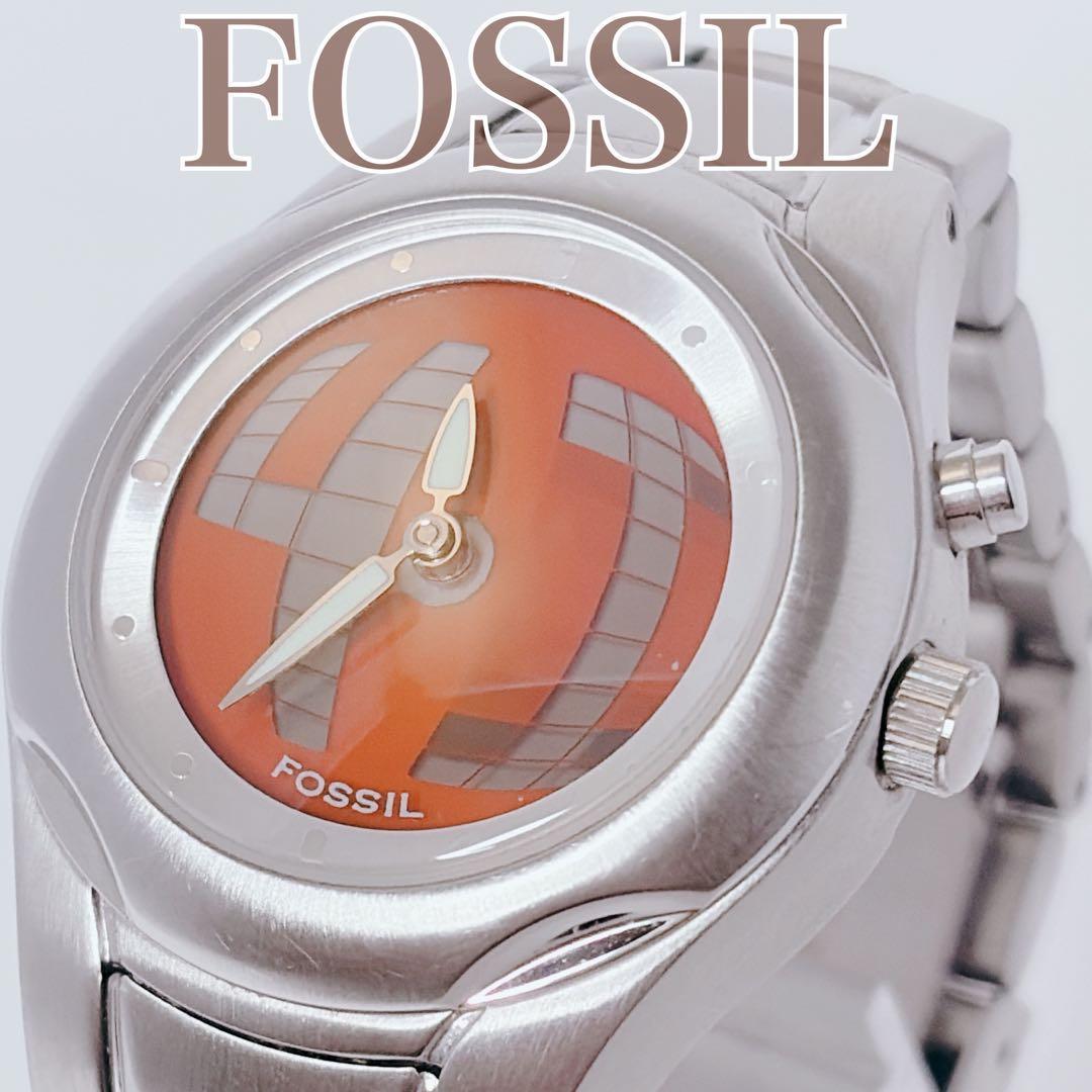 Used Rare FOSSIL BIG TIC Orange Ladies Watch Battery Replaced