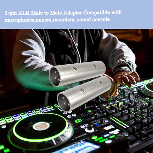 VolutyTek XLR Male to 3-Pin XLR Microphone Adapter Connector Compatible with 2 Recorder Mixing Consoles