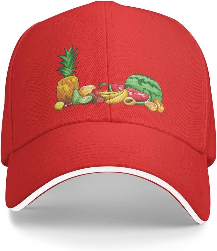 Tropical Fruits Print Baseball Cap Casual Polyester Adjustable Summer Snapback Hat for Adult