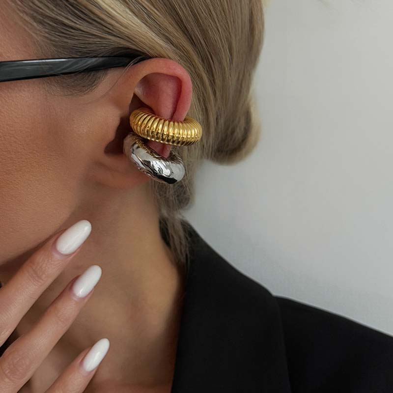 1Pcs Vintage Gold Color Round C Shape Clip Earrings for Women Punk Metal Geometric Without Piercing Cartilage Ear Cuff Jewelry