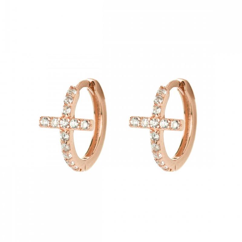 Orecchini a Clip Retro a Forma di Croce con Strass - Stile Ins Molto Venduto
