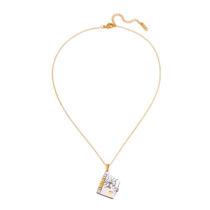 Platerowany 18-karatowym złotem Tytanowa Stal Naszyjnik z Kopertą Listu Miłosnego dla Córek - Odporny na Ścieranie Wisiorek