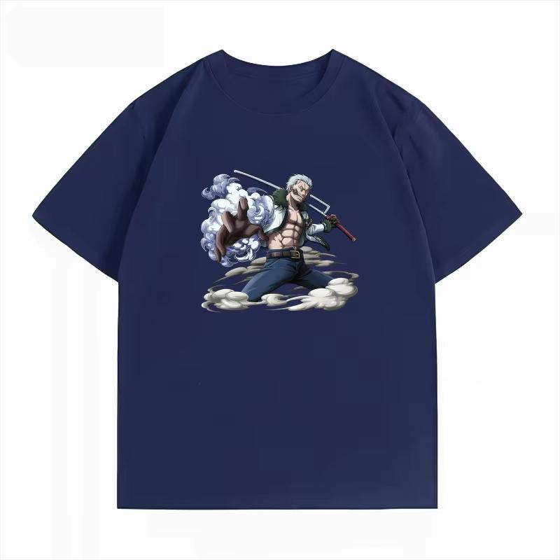 Summer Crew Neck Short‑Sleeve T‑Shirt with One Piece Smoker Graphic Print, Casual Oversized Fit Women And Men T-shirt
