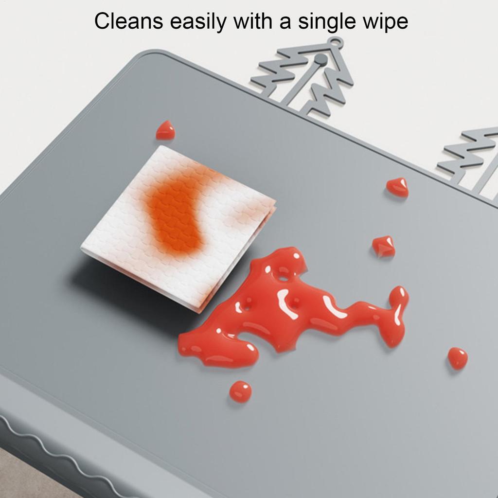 Baby Placemat Washable Non-Slip Placemat Silicone Restaurant Table Mat With Anti-Collision Edge For Kids Table Food Eating