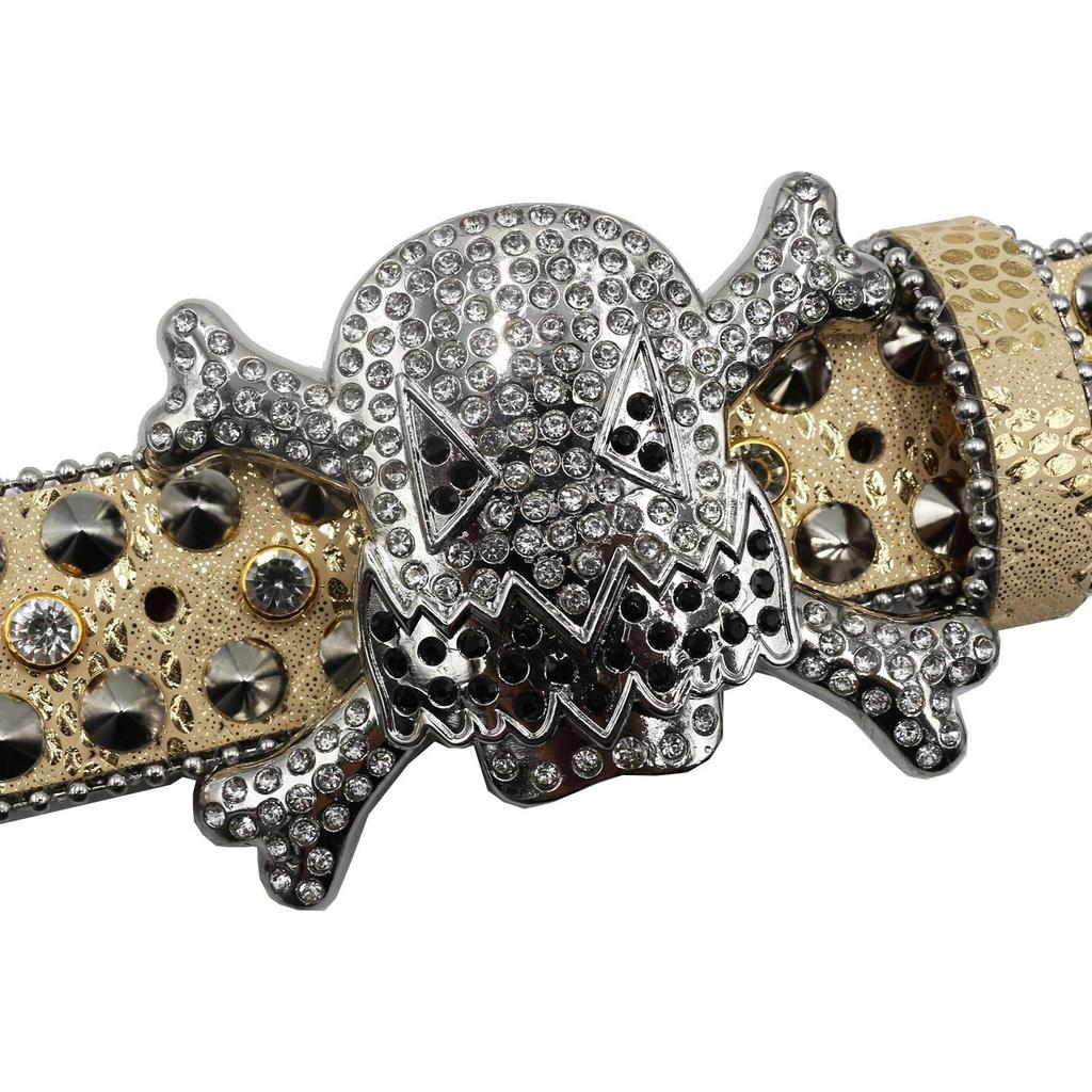 Unisex Y2K Crystal Rhinestone Skull Belt